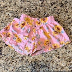 Old Navy Pink Floral Girls' Shorts with Yellow Sunflower Print